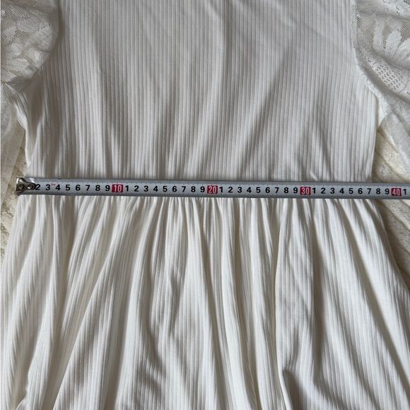 SHEIN White Babydoll Dress with Bishop Sleeves - Picture 5 of 8